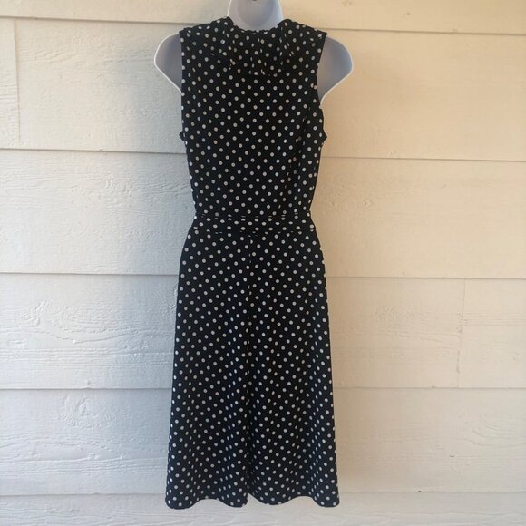 Chaps Size Medium Flirty Sleeveless Ruffled Polka Dot V-Neck Summer Dress - Picture 5 of 14